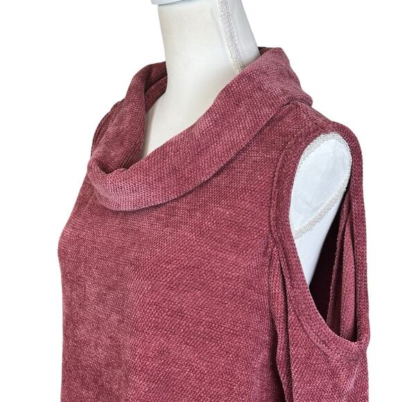Artesia Sweater Women XL Mauve Purple Stretch Cold Shoulder Cowl Neck Boho Top - Picture 7 of 12